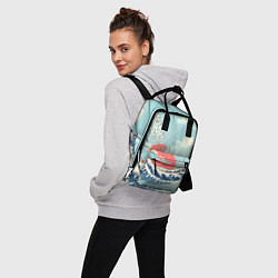 Рюкзак женский Морской пейзаж с большими волнами на закате, цвет: 3D-принт — фото 2