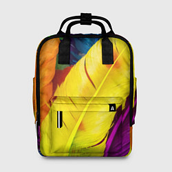 Рюкзак женский Разноцветные перья птиц, цвет: 3D-принт