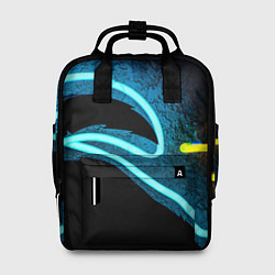 Рюкзак женский Неоновый разлом - киберпанк броня, цвет: 3D-принт