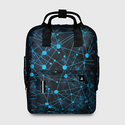 Рюкзак женский Нейроны - всемирная паутина на черном фоне, цвет: 3D-принт