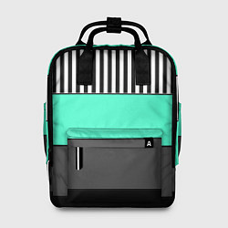 Рюкзак женский Полосатый зеленый с черным и белым узор, цвет: 3D-принт