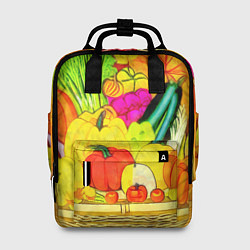 Рюкзак женский Плетеная корзина, полная фруктов и овощей, цвет: 3D-принт