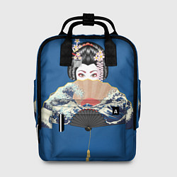 Рюкзак женский Японская гейша с большим веером, цвет: 3D-принт