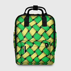 Рюкзак женский Жёлто-зелёная плетёнка - оптическая иллюзия, цвет: 3D-принт