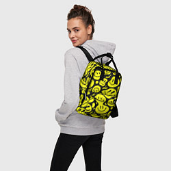 Рюкзак женский Кислотный желтый смайлик, цвет: 3D-принт — фото 2