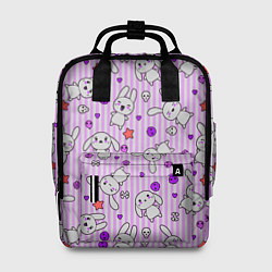 Рюкзак женский Кролики - текстура на розовом фоне, цвет: 3D-принт