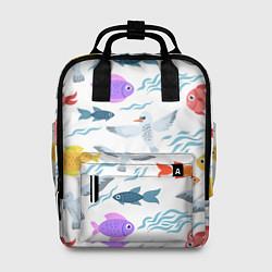 Рюкзак женский Рыбки и чайки, цвет: 3D-принт