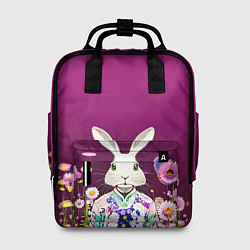 Рюкзак женский Кролик на винном фоне, цвет: 3D-принт