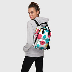 Рюкзак женский Белый фон и абстрактные разноцветные объёмные окру, цвет: 3D-принт — фото 2