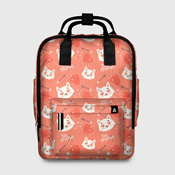 Рюкзак женский Паттерн кот на персиковом фоне, цвет: 3D-принт