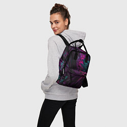 Рюкзак женский Красно - фиолетовая волна, цвет: 3D-принт — фото 2