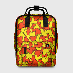Рюкзак женский Красно-желтые сердца, цвет: 3D-принт