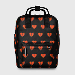 Рюкзак женский Разбитые сердца на черном фоне, цвет: 3D-принт
