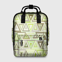 Рюкзак женский Геометрический светло-зелёный паттерн из треугольн, цвет: 3D-принт