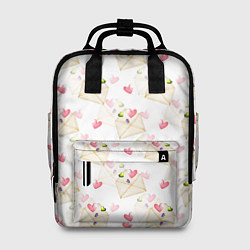 Рюкзак женский Конверты с сердечками - паттерн, цвет: 3D-принт