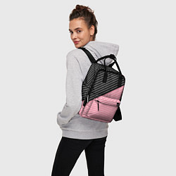 Рюкзак женский Узор в черную и розовую полоску, цвет: 3D-принт — фото 2