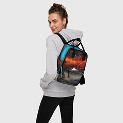 Рюкзак женский Серый, оранжевый и синий туманы и краски, цвет: 3D-принт — фото 2