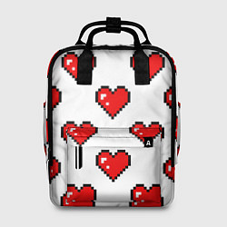 Рюкзак женский Сердца в стиле пиксель-арт, цвет: 3D-принт