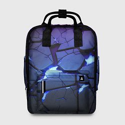 Рюкзак женский Неоновые трещины - голубая лава, цвет: 3D-принт