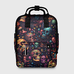 Рюкзак женский Россыпь разноцветных черепков, цвет: 3D-принт