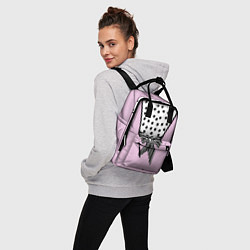 Рюкзак женский Костюм Барби: черный горох с полосатым бантом, цвет: 3D-принт — фото 2