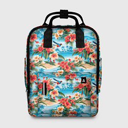Рюкзак женский Гавайский стиль летние цветы, цвет: 3D-принт