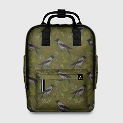 Рюкзак женский Вороны и еловые веточки, цвет: 3D-принт