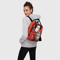 Рюкзак женский Леди в красном с совой, цвет: 3D-принт — фото 2