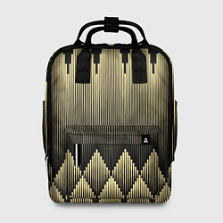 Рюкзак женский Золотые ромбы на черном, цвет: 3D-принт