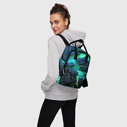 Рюкзак женский Разлом объемных зеленых плит, цвет: 3D-принт — фото 2
