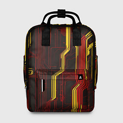 Рюкзак женский Кибер схемы красные, цвет: 3D-принт