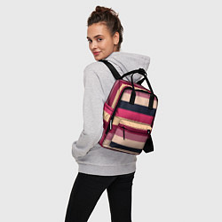Рюкзак женский Широкие полосы розовый, цвет: 3D-принт — фото 2
