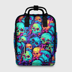 Рюкзак женский Яркие кислотные черепа, цвет: 3D-принт