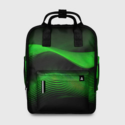 Рюкзак женский Зеленые абстрактные волны, цвет: 3D-принт