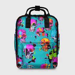 Рюкзак женский Паттерн из ярких черепов - поп-арт - мода, цвет: 3D-принт