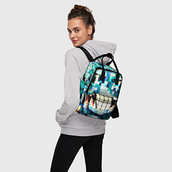 Рюкзак женский Смайлик из бирюзовой мазайке, цвет: 3D-принт — фото 2