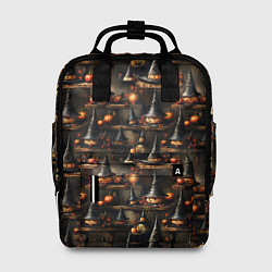 Рюкзак женский Тыквы в шляпах на хеллоуин, цвет: 3D-принт
