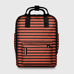 Рюкзак женский Полосатый красно-оранжевый и чёрный, цвет: 3D-принт