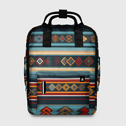 Рюкзак женский Этнический орнамент в горизонтальную полоску, цвет: 3D-принт