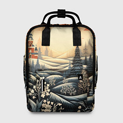 Рюкзак женский Зимний предновогодний пейзаж, цвет: 3D-принт