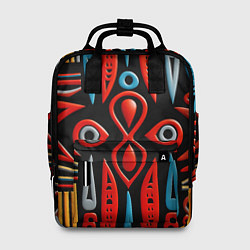 Рюкзак женский Красно-синий узор в африканском стиле, цвет: 3D-принт