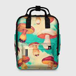 Рюкзак женский Грибы в небе паттерн, цвет: 3D-принт