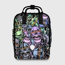 Женский рюкзак Разноцветные черепа в кепке паттерн