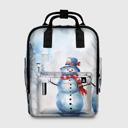 Рюкзак женский Новогодний день со снеговиком, цвет: 3D-принт