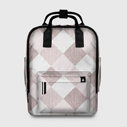 Рюкзак женский Геометрический светло коричневый узор квадраты, цвет: 3D-принт