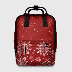 Женский рюкзак Текстура снежинок на красном фоне