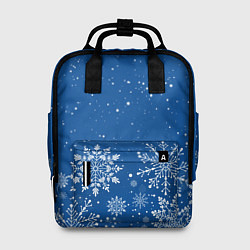 Женский рюкзак Текстура снежинок на синем фоне