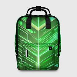 Рюкзак женский Зелёные неон полосы киберпанк, цвет: 3D-принт