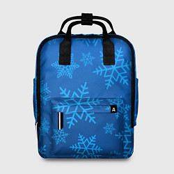 Рюкзак женский Голубые снежинки, цвет: 3D-принт