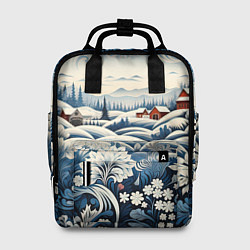 Рюкзак женский Зимний лес новогодний узор, цвет: 3D-принт